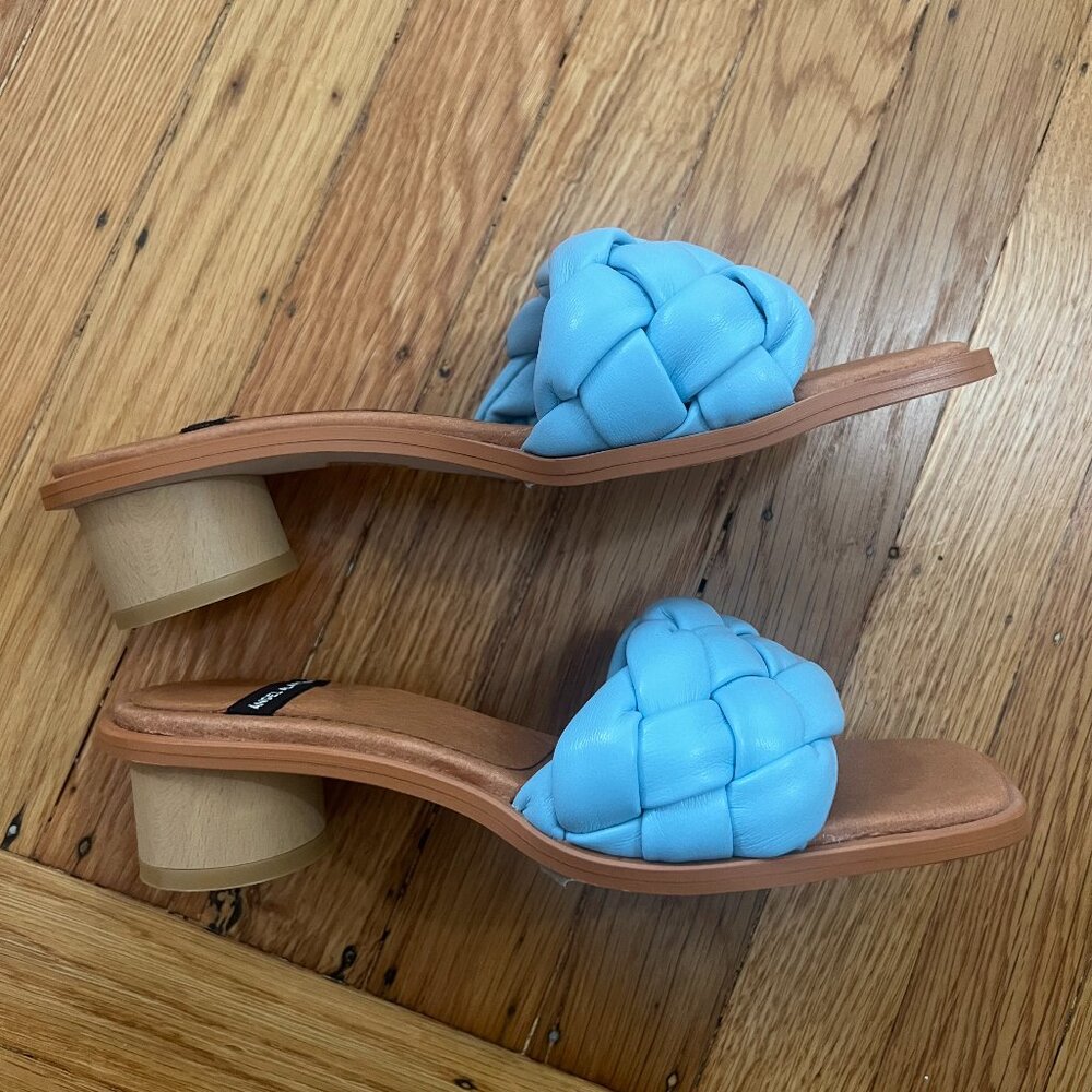 Anthropologie blue heeled sandals
